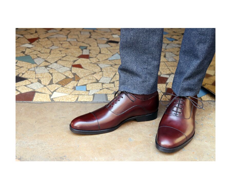 Richelieu homme Bordeaux semelle cuir avec patin - BRACKLEY PATIN