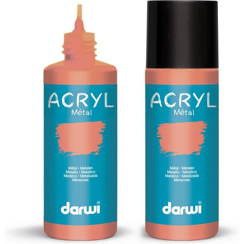 Darwi Flacon de 80 ml de Peinture Acrylique Universelle Métallique - Cuivre