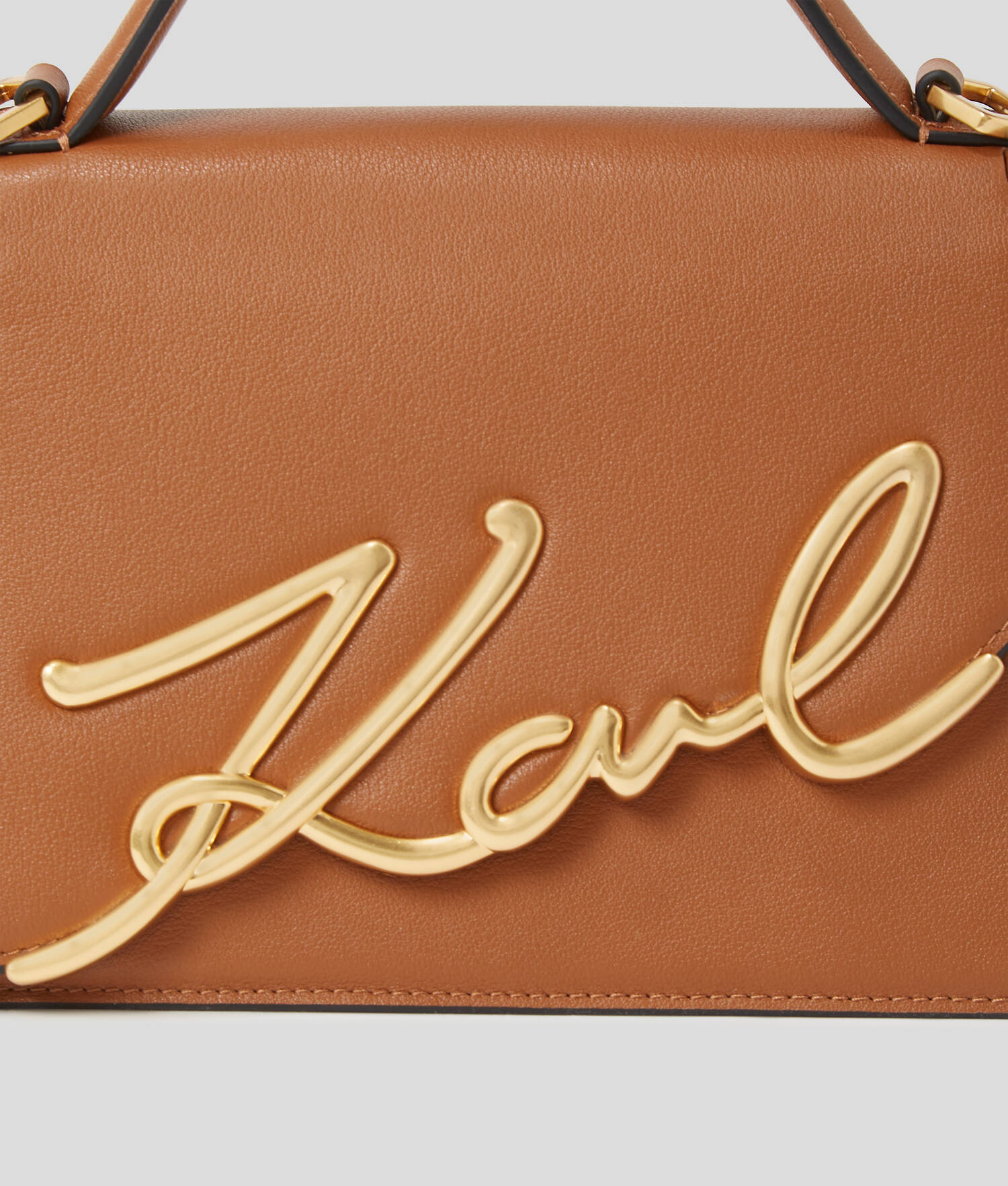 SAC BANDOULIÈRE K/SIGNATURE DE TAILLE MOYENNE - Tan foncé