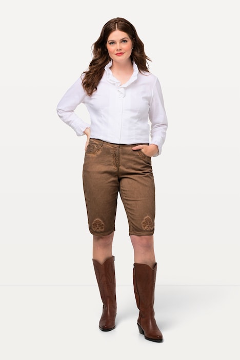 Trachten-Jeansbermuda Mandy, Used-Look, Stickerei