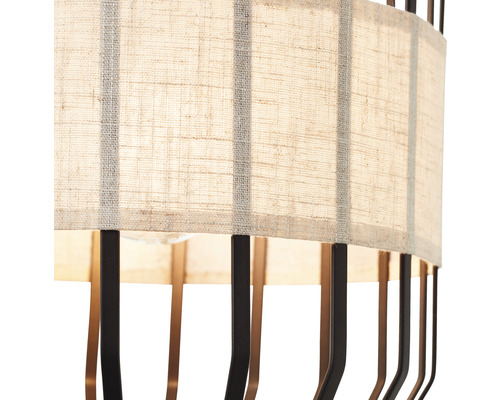 Hanglamp, 1-lichts, HxØ 120x23 cm, zwart/naturel