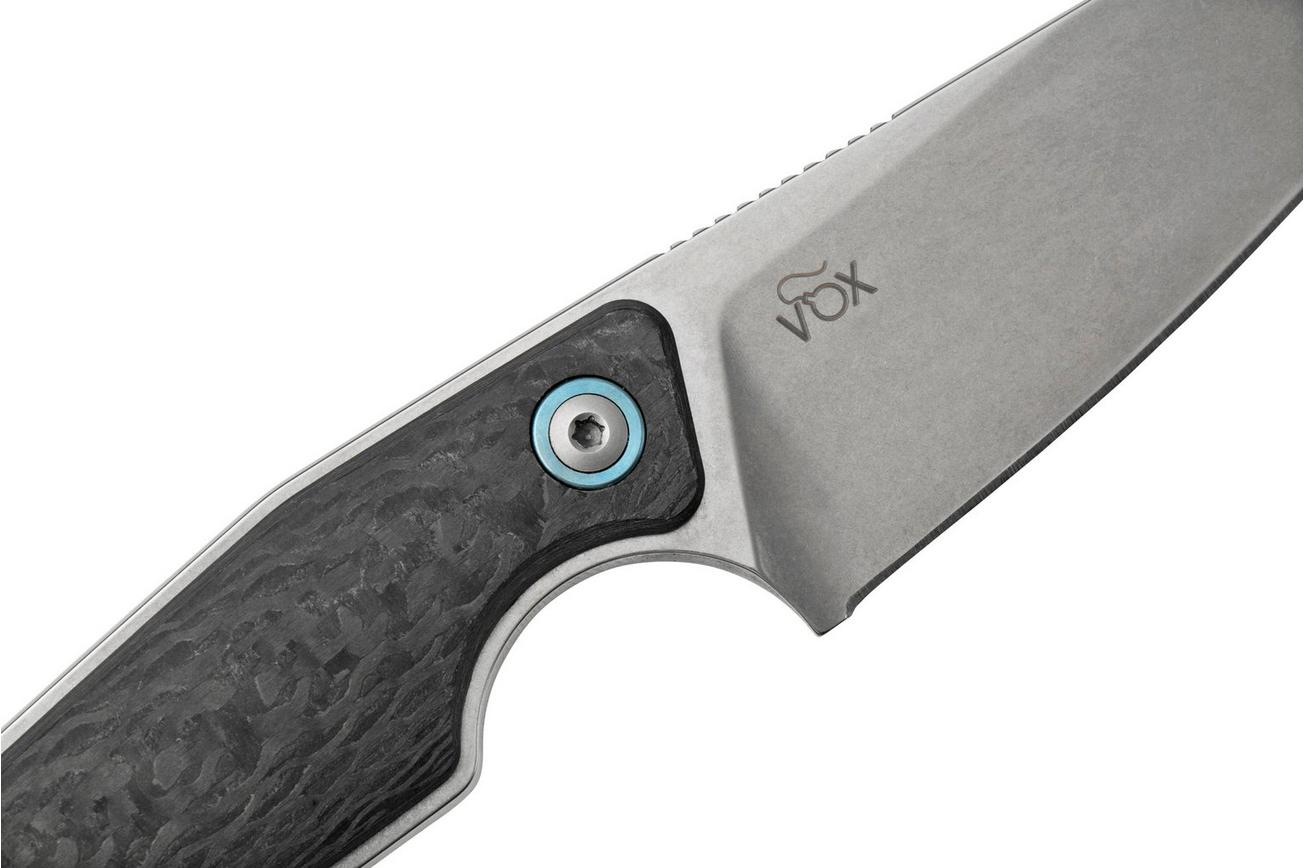 MKM Makro 2 Sheepfoot, Stonewashed Carbonfiber vaststaand mes, Jesper Voxnaes design