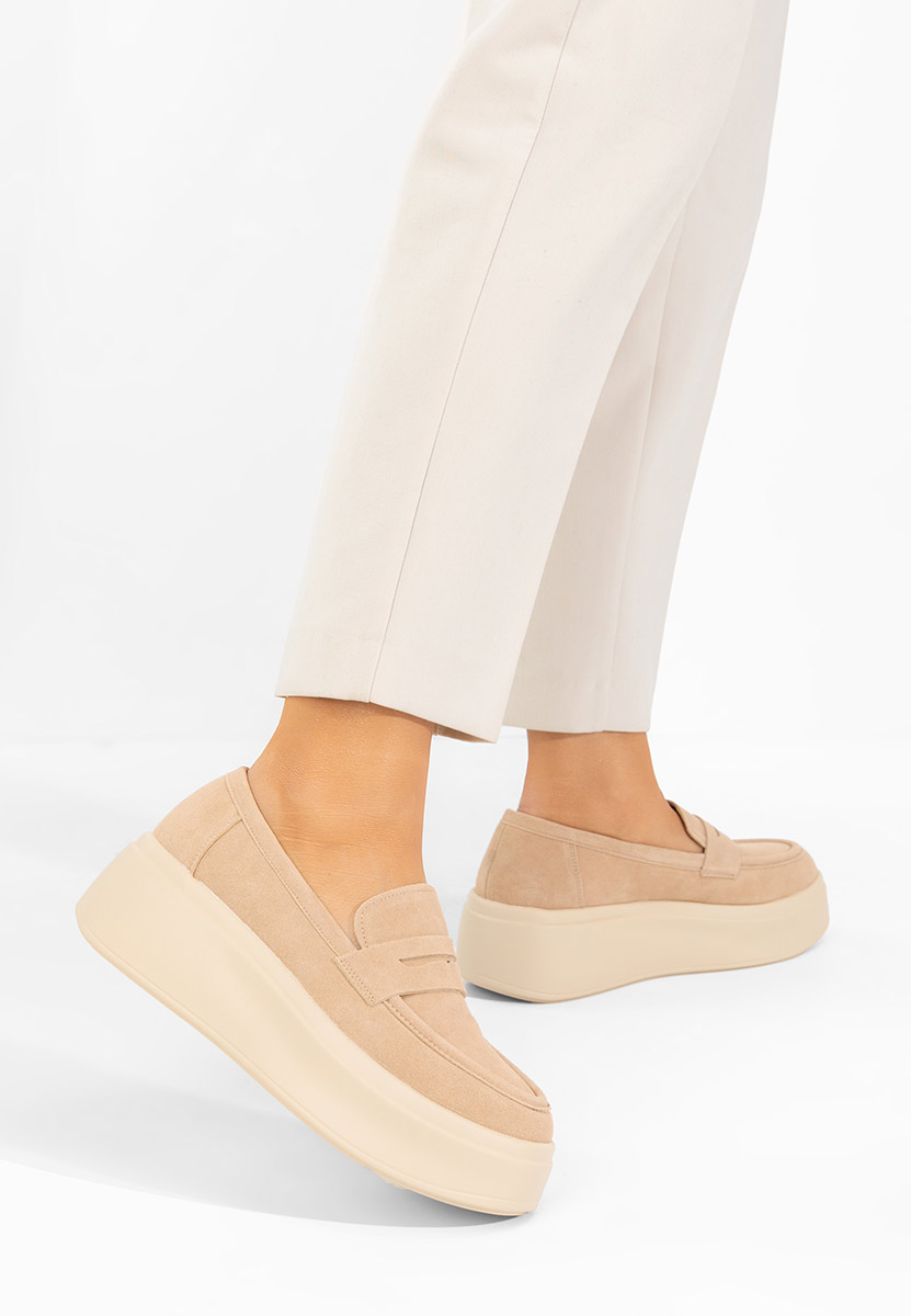 Mocassins à plateforme beige Herminia