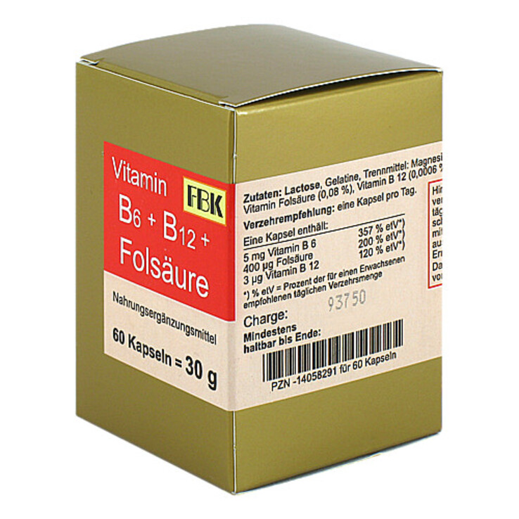 Vitamin B6 + B12 + Folsäure Kapseln, 60 St