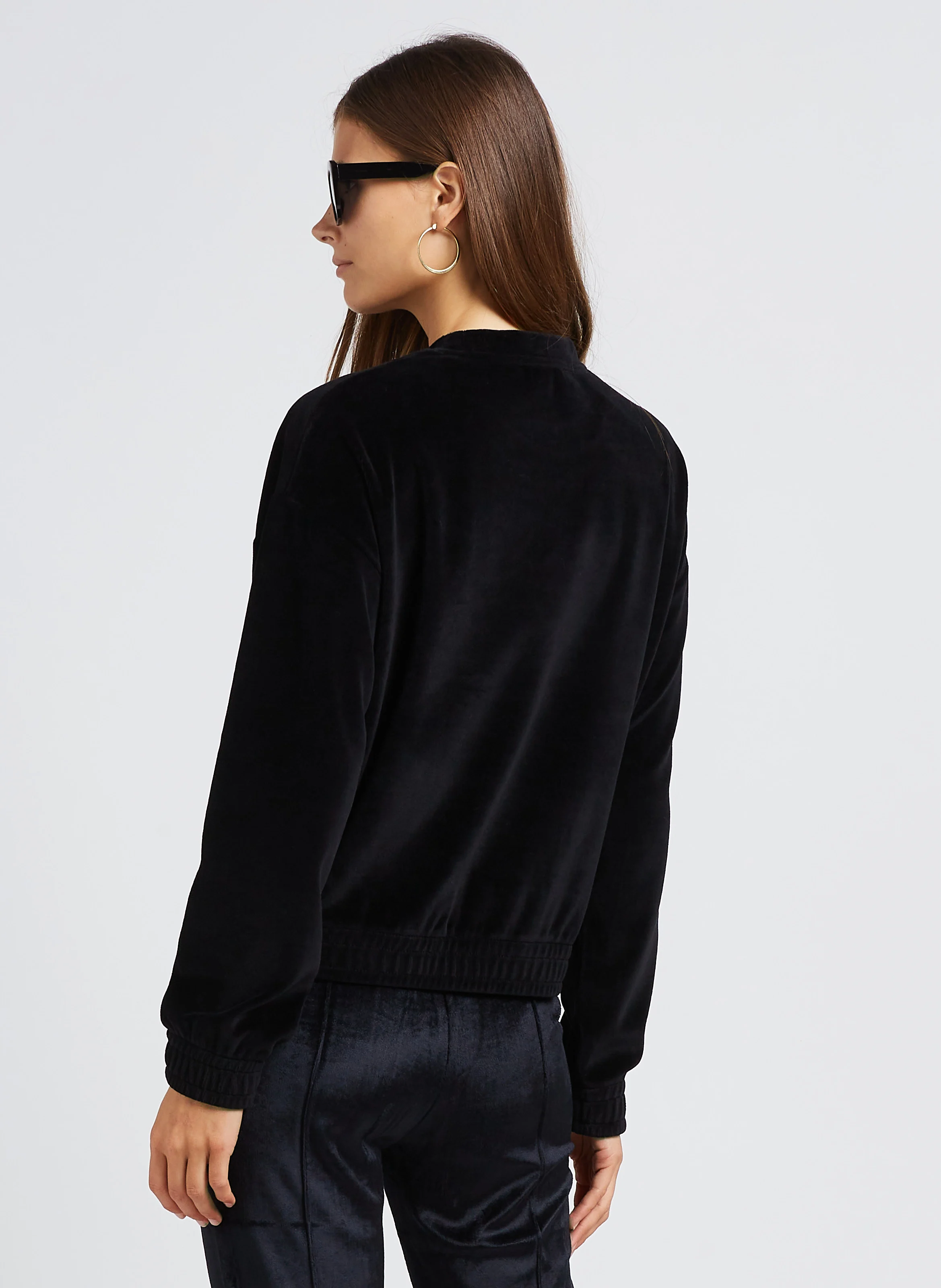 Sweat col rond en coton mélangé| Noir