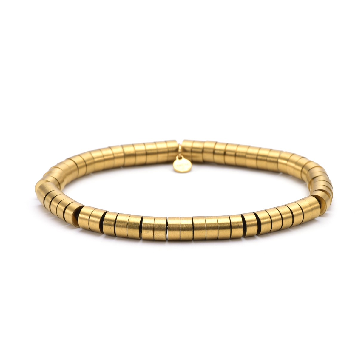Bracelet Acier Perles Heishi 6mm Doré-Small-16cm