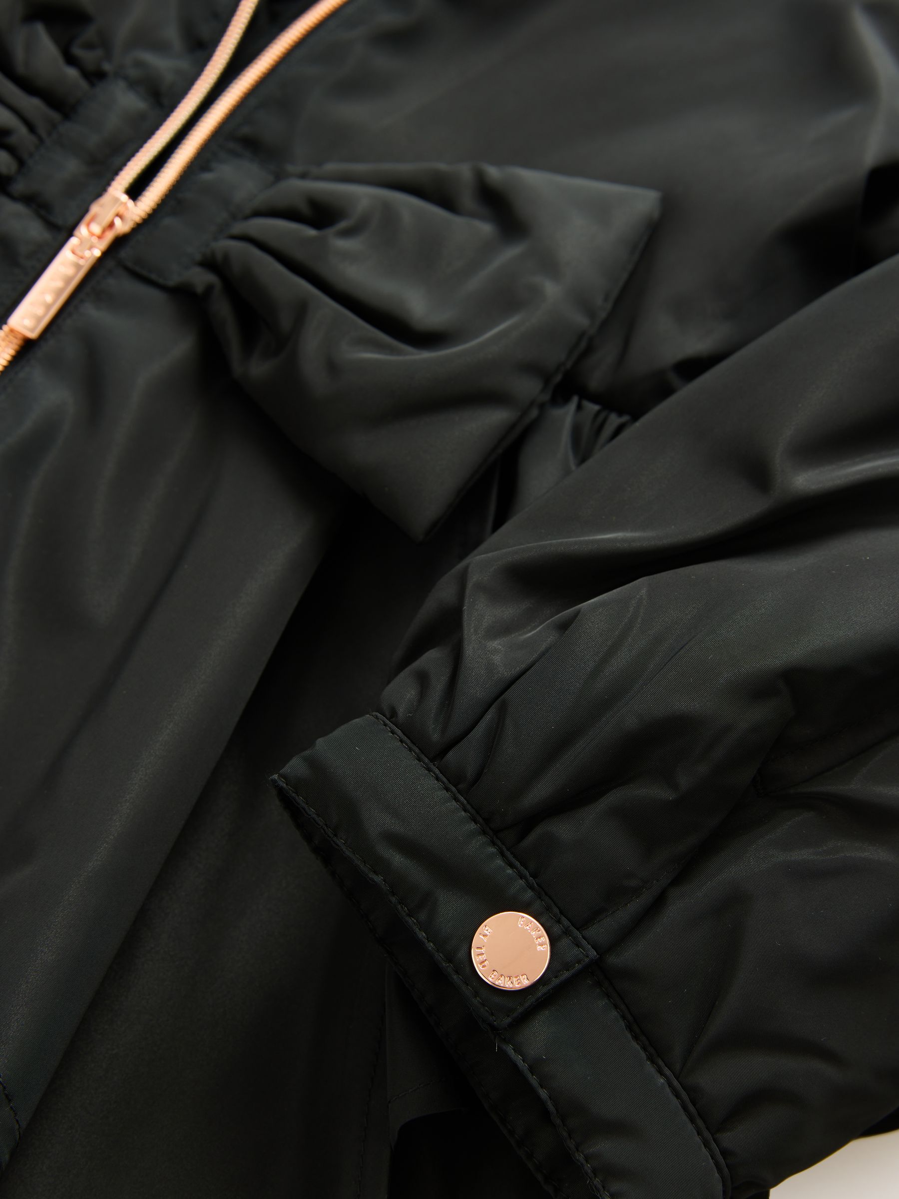 Zwart - Baker by Ted Baker - Regenbestendige regenjas met strik en ruches