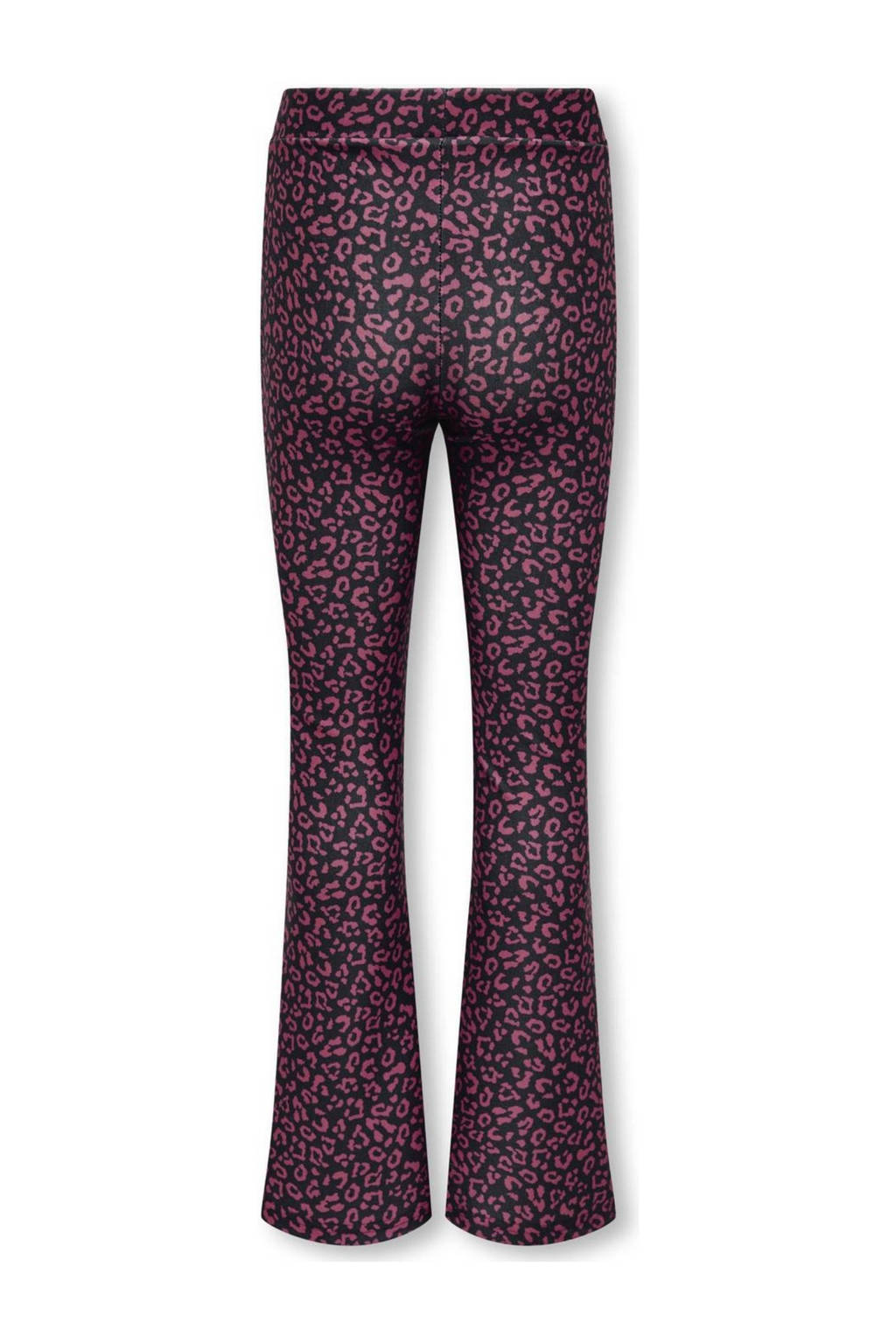ONLY flared broek KOGESRA met panterprint zwart/roze