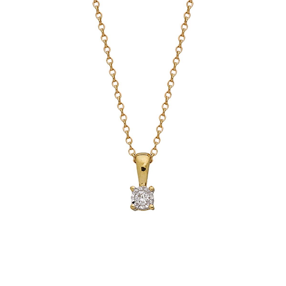 Collier solitaire diamant or 18 carats 0.03 ct