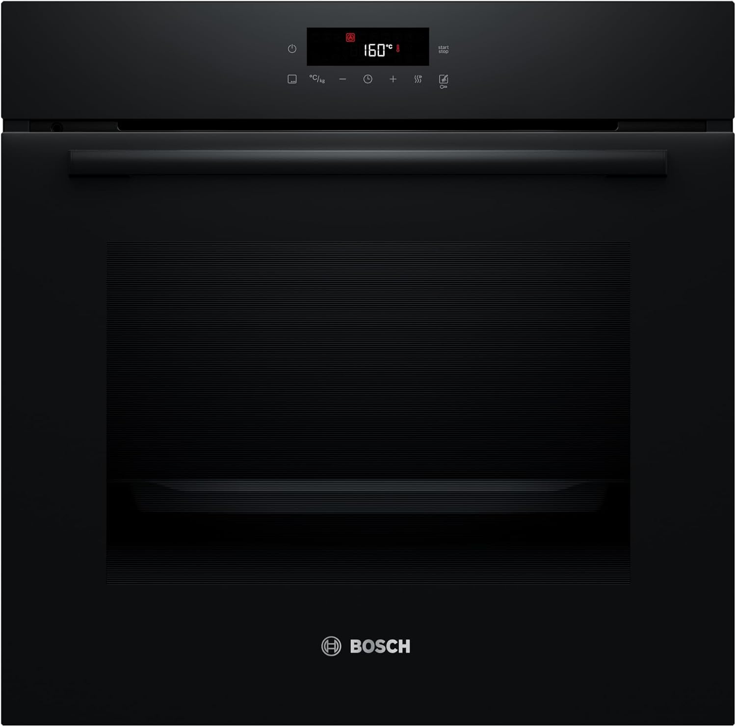 Bosch HBA571BB4 Serie 2 Einbau-Backofen, 60 x 60 cm, 71 Liter Garraum, Pyrolyse-Selbstreinigung, AutoPilot 10 Programme, 3D-Heißluft, LED Touch Control, Schwarz