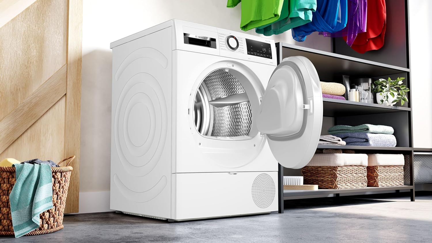 Bosch Wärmepumpentrockner für 8 kg Wäsche, Serie 6, 97 kWh pro Jahr, Auto Dry, Anti Vibration-Design, Sensitive Drying-System, Umweltfreundliches Kühlmittel, Weiß, WQG233D20
