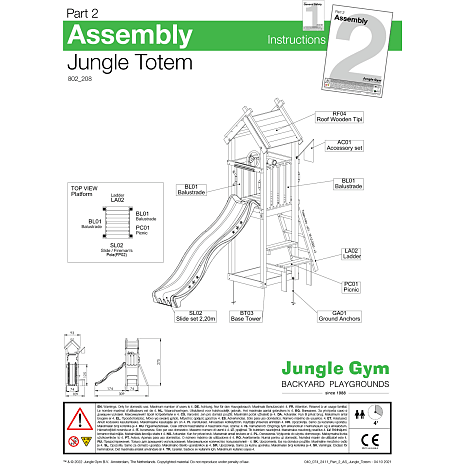 Jungle Gym Totem legetårn komplet inkl. gyngemodul og blå rutsjebane