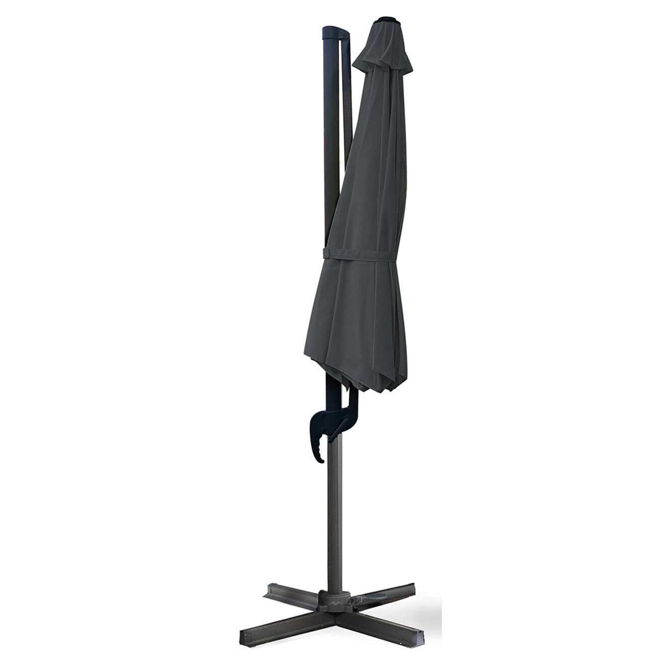 Inkazen Parasol 360° rond avec housse gris - 300x300x255 cm