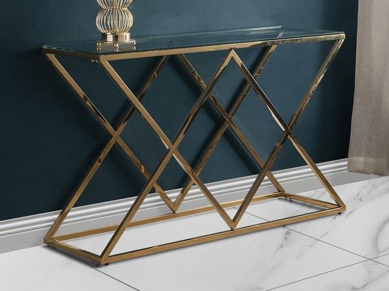 Pascal Morabito - CHARLOTTE - Sidetable - Goudkleurig - Gehard Glas - Staal