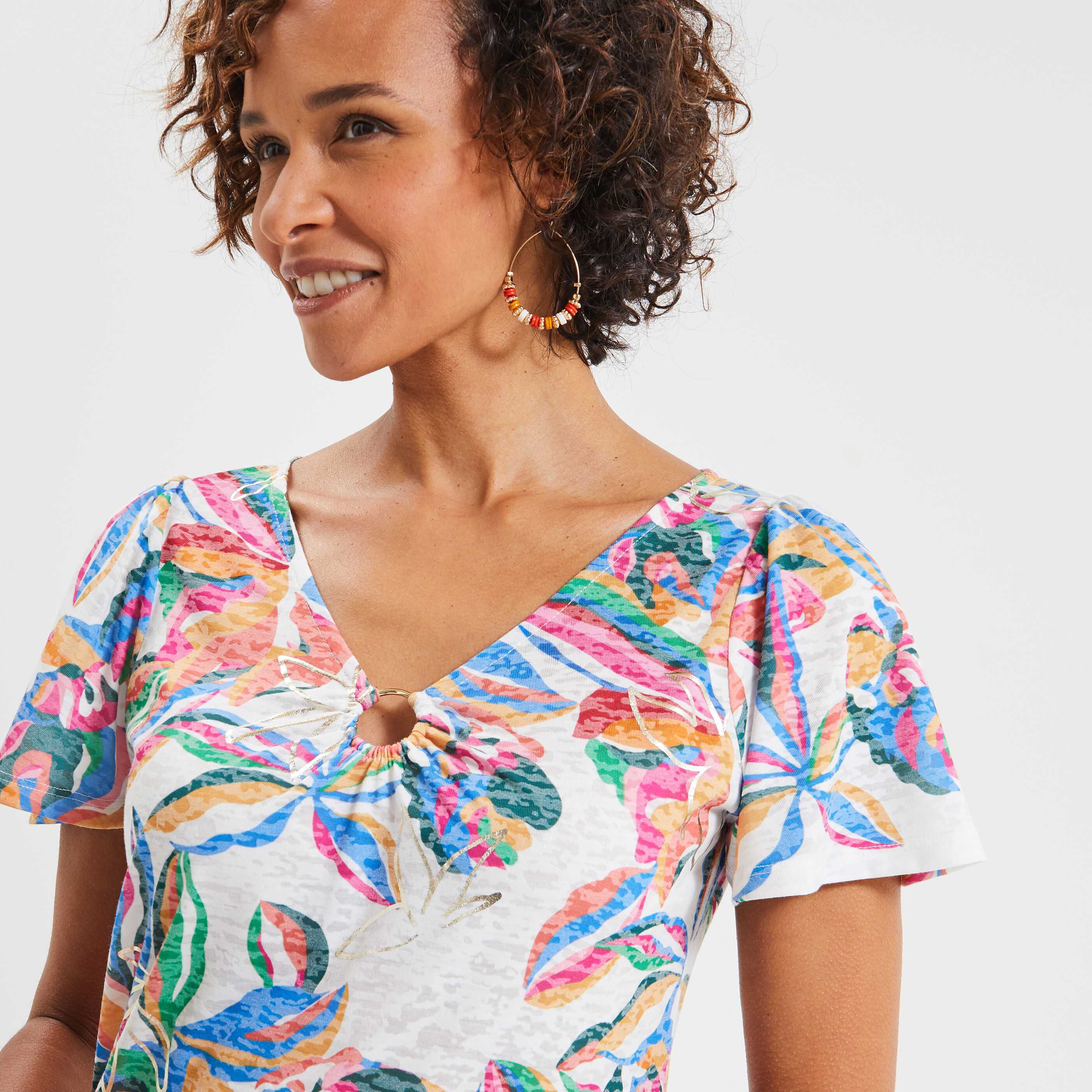 T-shirt imprimé femme - BLANC CASSE