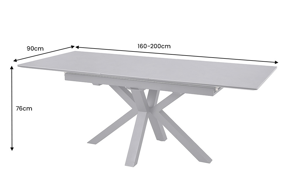 Ausziehbarer Esstisch ETERNITY 160-200cm graphit grau Keramik schwarz Metall