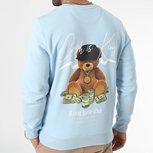 Sweat Crewneck Cash Is King Bleu Clair