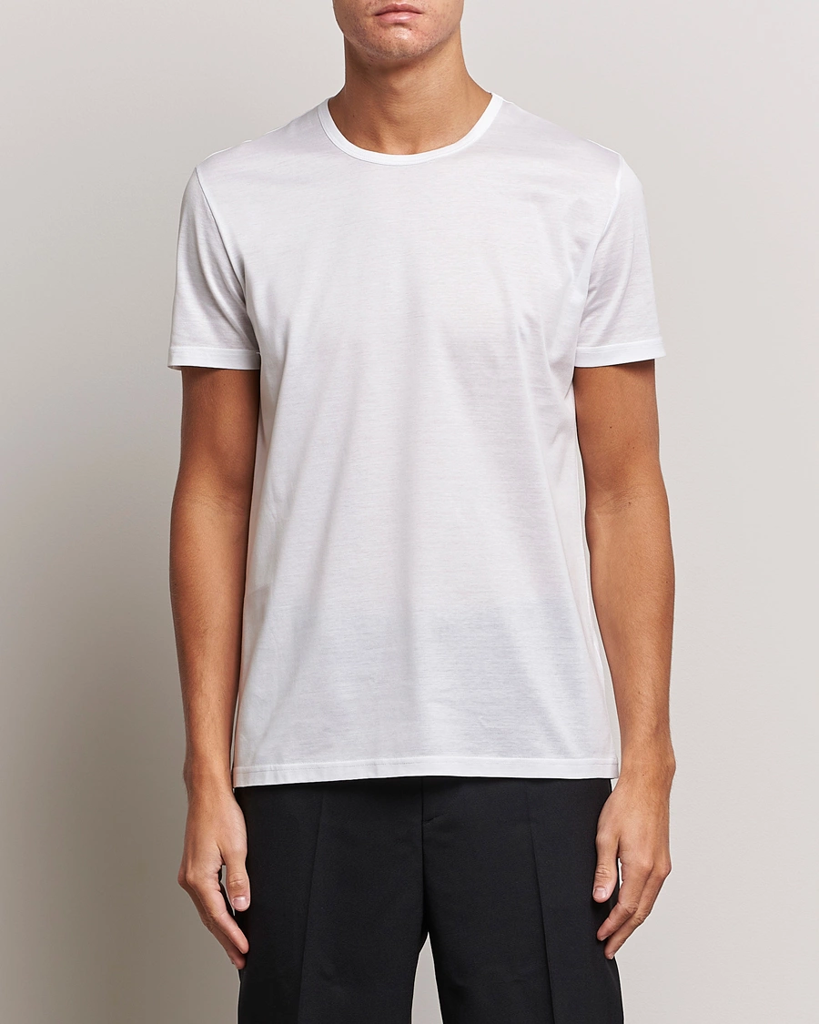 Zegna Filoscozia Pure Cotton Round Neck T-Shirt White