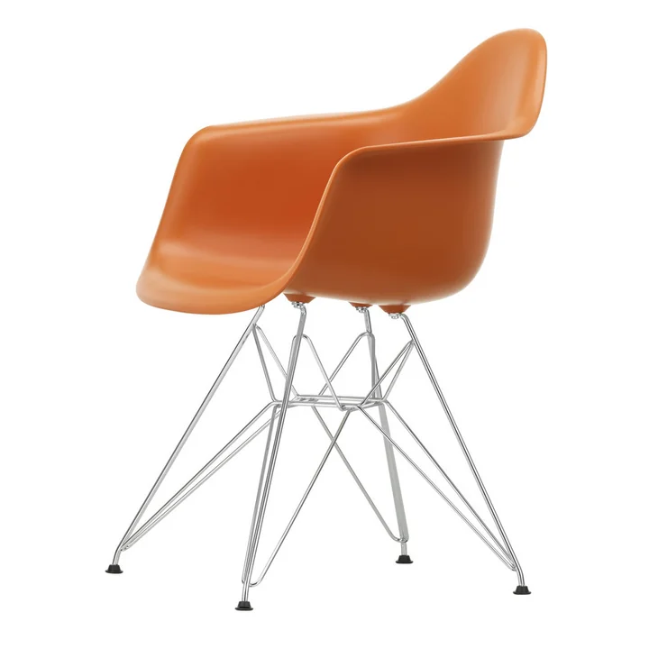 Vitra - Eames Plastic Armchair DAR RE, verchromt / rostorange (Filzgleiter basic dark)