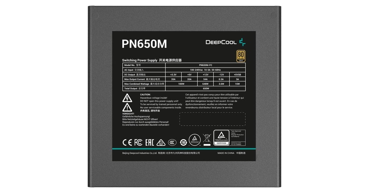 DeepCoolPN650M modulaire 650 watt voeding   (Zwart, 3x PCIe)