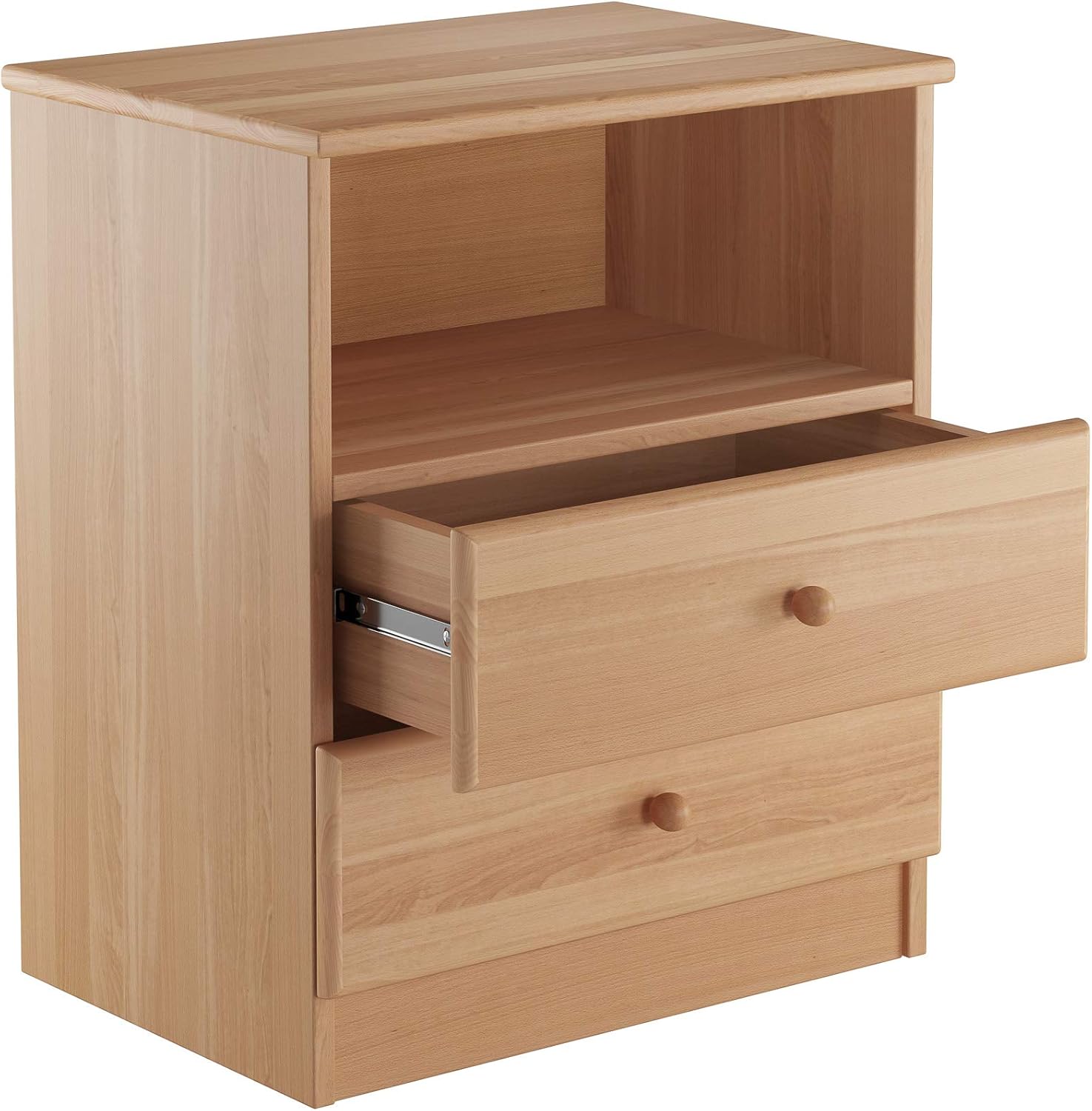 Erst-Holz 90.20-K35 hohe Nachtkonsole Buche Nachttisch mit Zwei Schubladen und offenem Fach