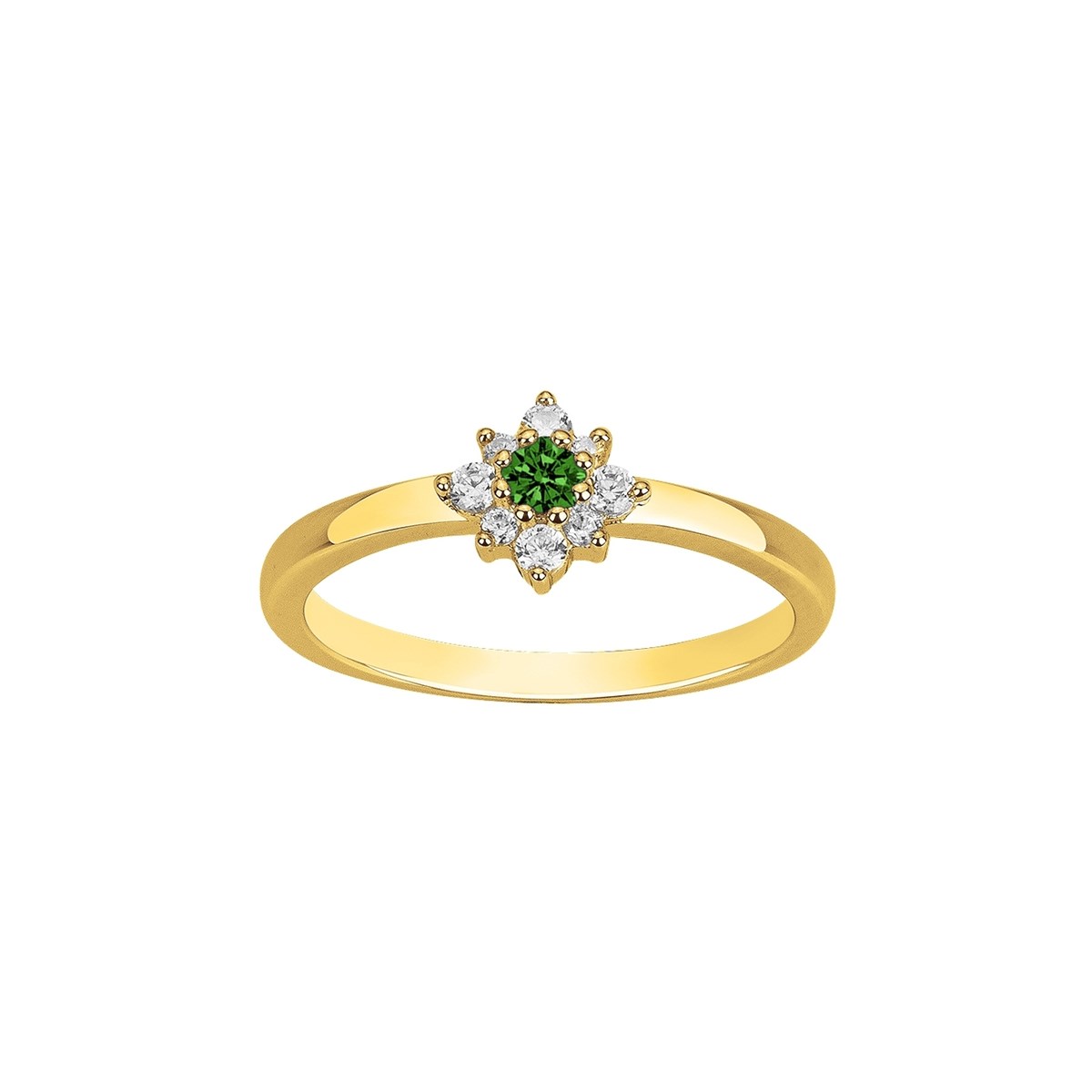 Bague en Plaqué Or avec oxyde de zirconium vert emeraude