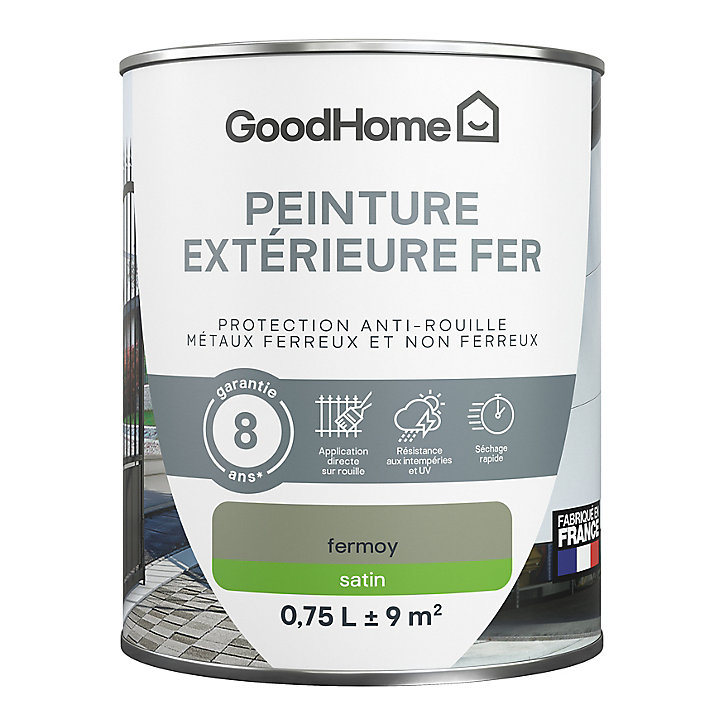 Peinture extérieure métal GoodHome Fermoy vert satin 0.75L