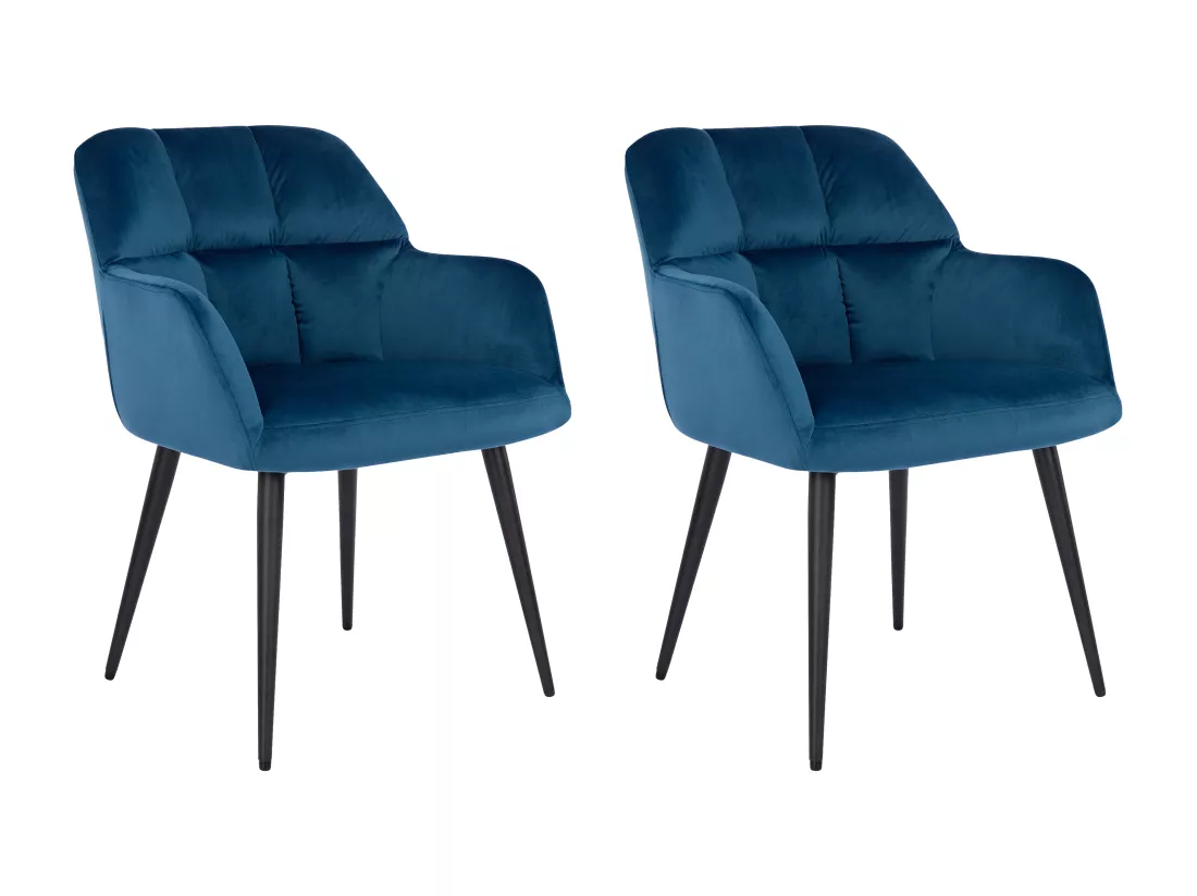 Lot de 2 chaises avec accoudoirs - Velours et métal - Bleu - PEGA de Pascal MORABITO