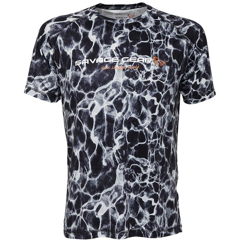Tee Shirt Manches Courtes Homme Savage Gear Night Uv Black Waterprint - Noir