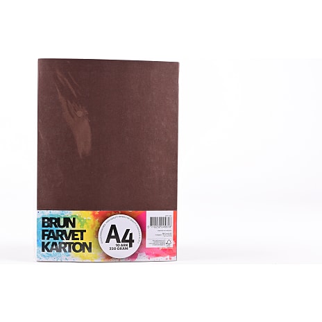 Farvet karton A4 10 ark - brun