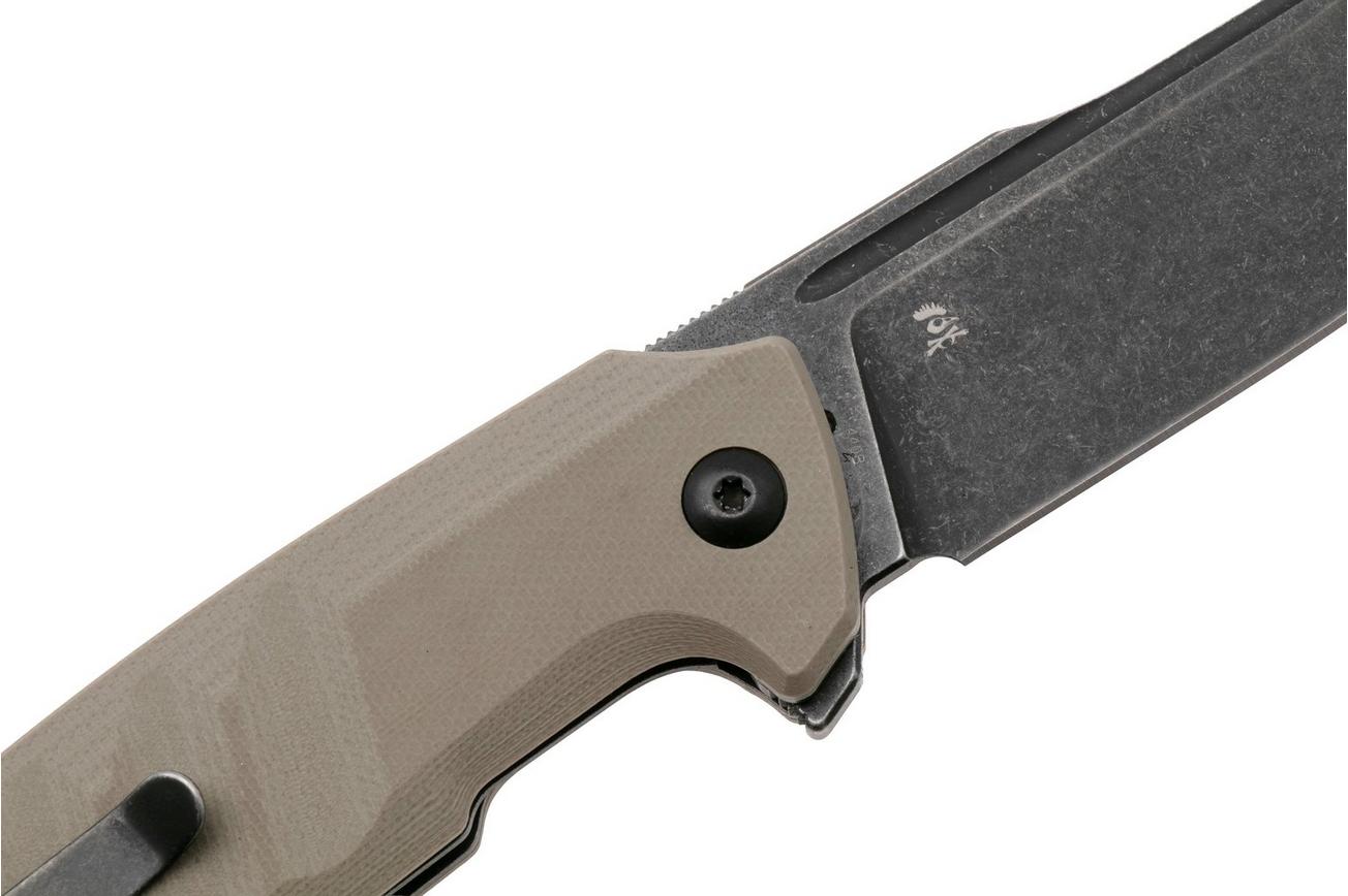 Böker Plus Barchan 01BP0039, Blackwashed 440B, Tan G10 zakmes, Kornel Kiss design