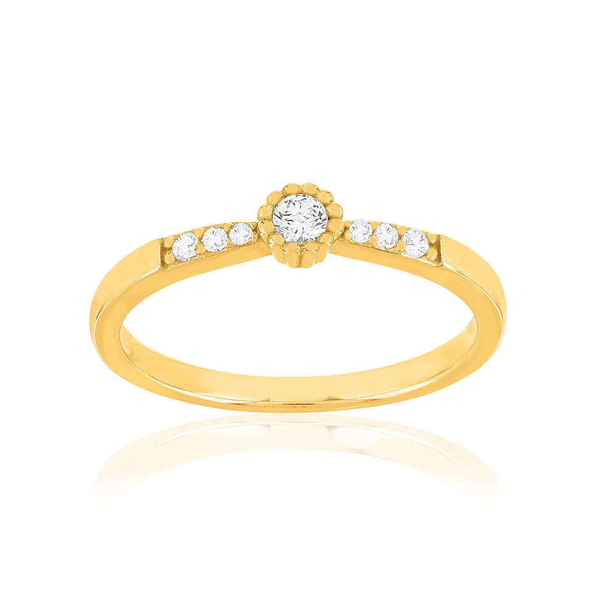 Bague plaqué or jaune zircons
