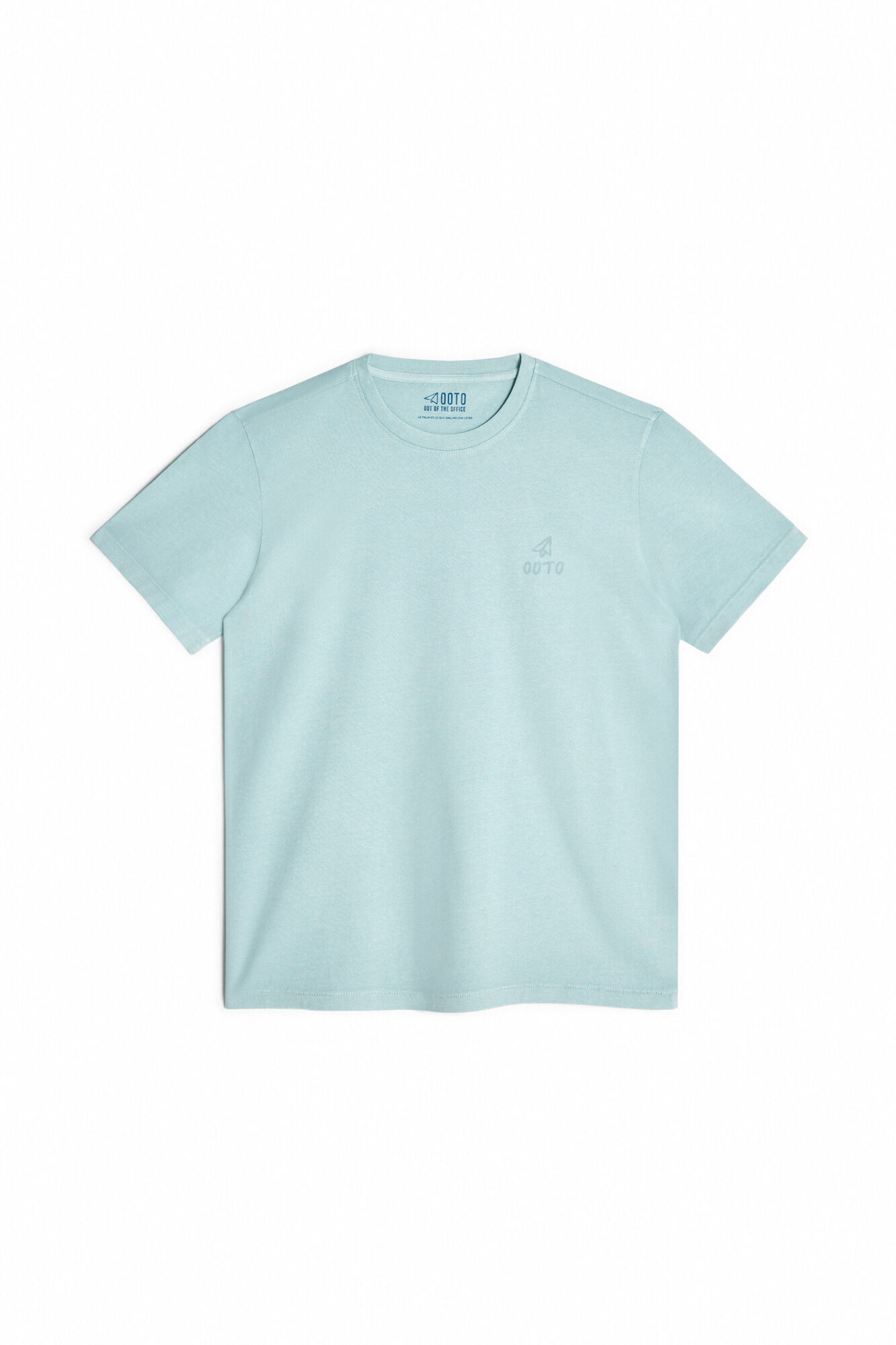 Camiseta estampada com texto nas costas - Turquesa