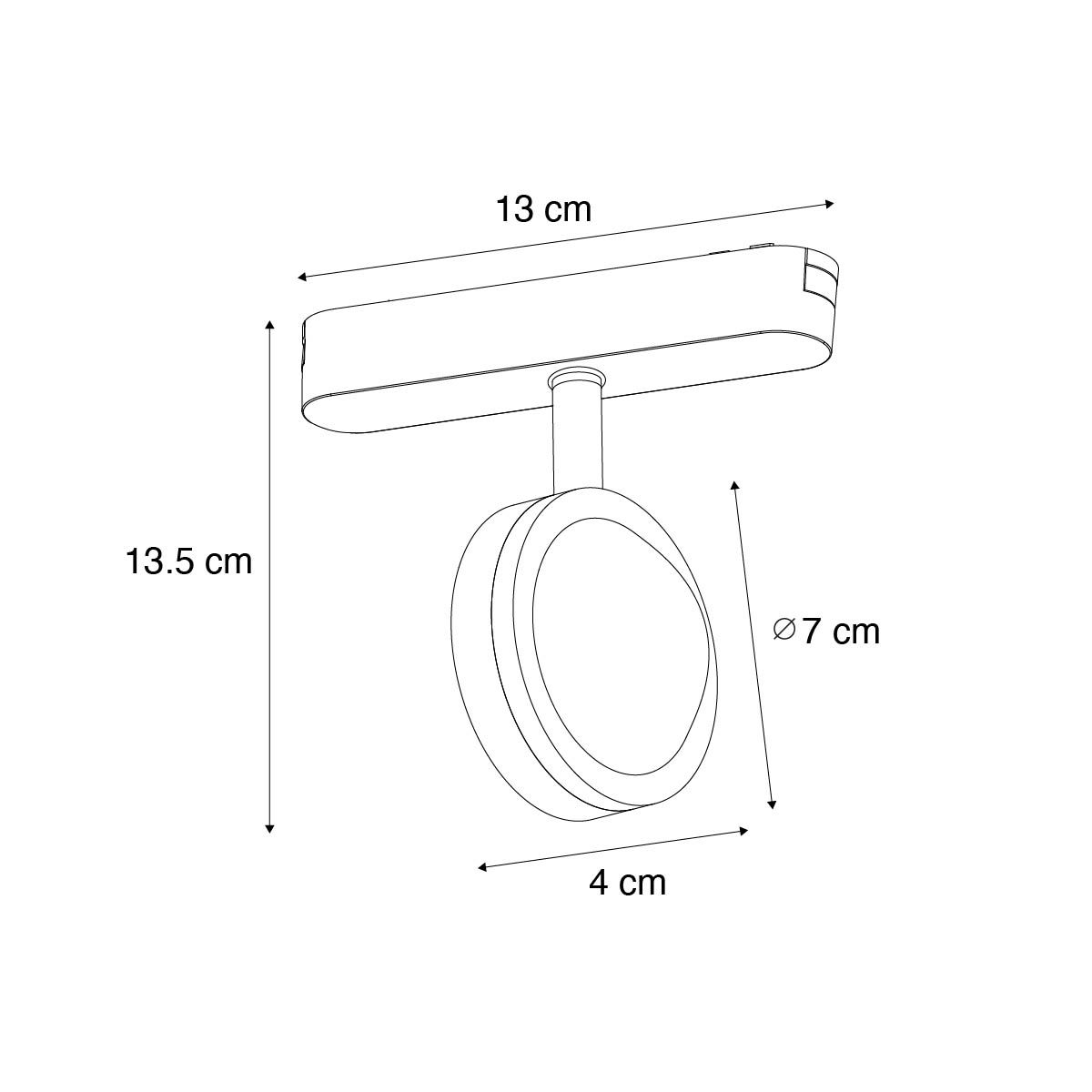 Moderne spot zwart voor railsysteem 1-fase incl. LED draai- en kantelbaar - Magnetic Lance