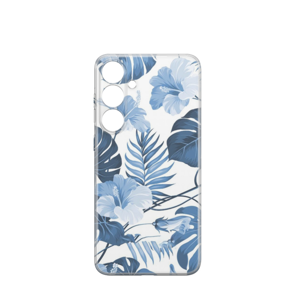 Samsung Galaxy S24 Plus Gummi Hülle Flower Mix 3 - Blau