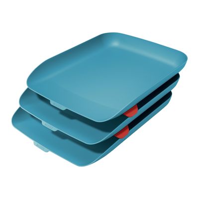 Leitz Cosy - 3 Corbeilles à courrier plastique - bleu