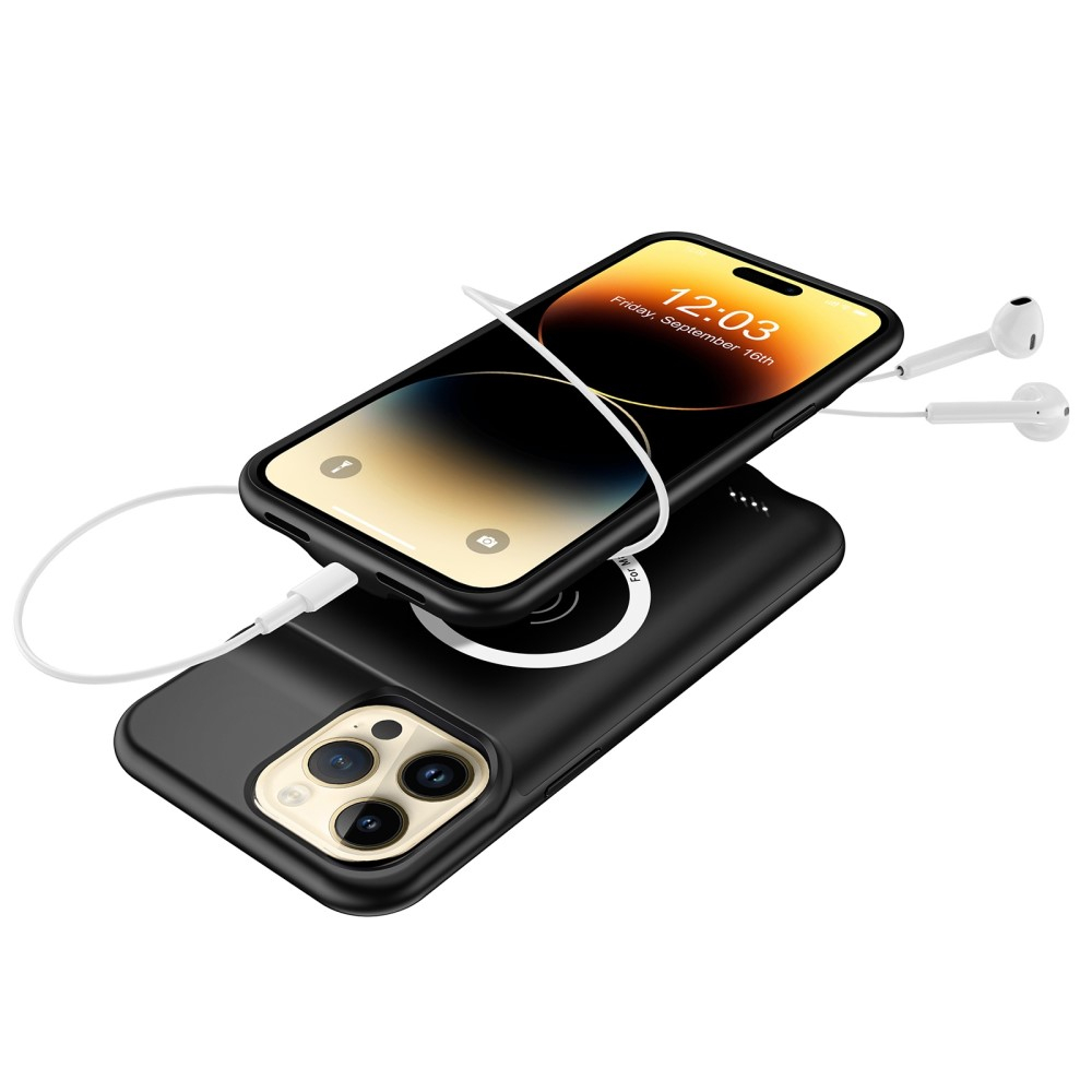 iPhone 14 Pro Max MagSafe Backpack Akku Case Schutzhülle (8500mAh) - Schwarz