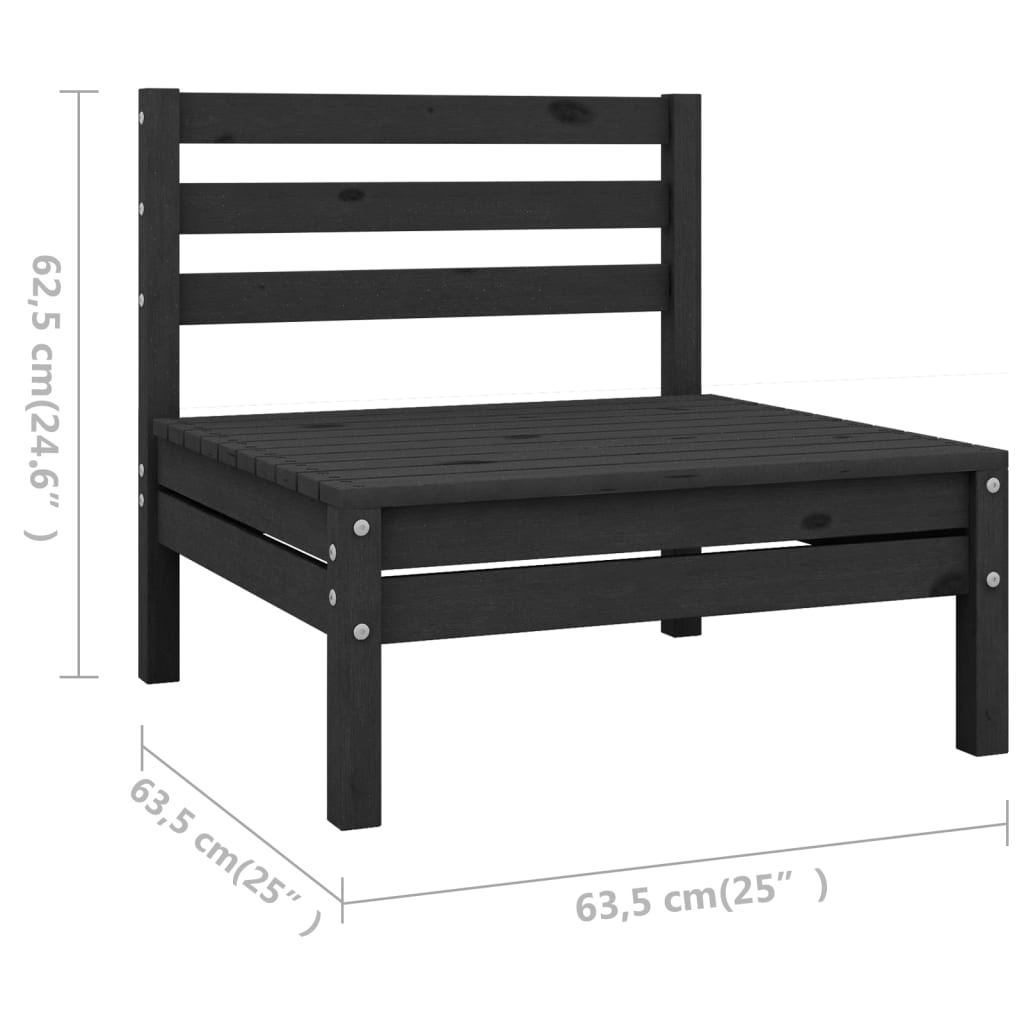 Salon de jardin meuble d'extérieur ensemble de mobilier 5 pièces bois de pin massif noir
