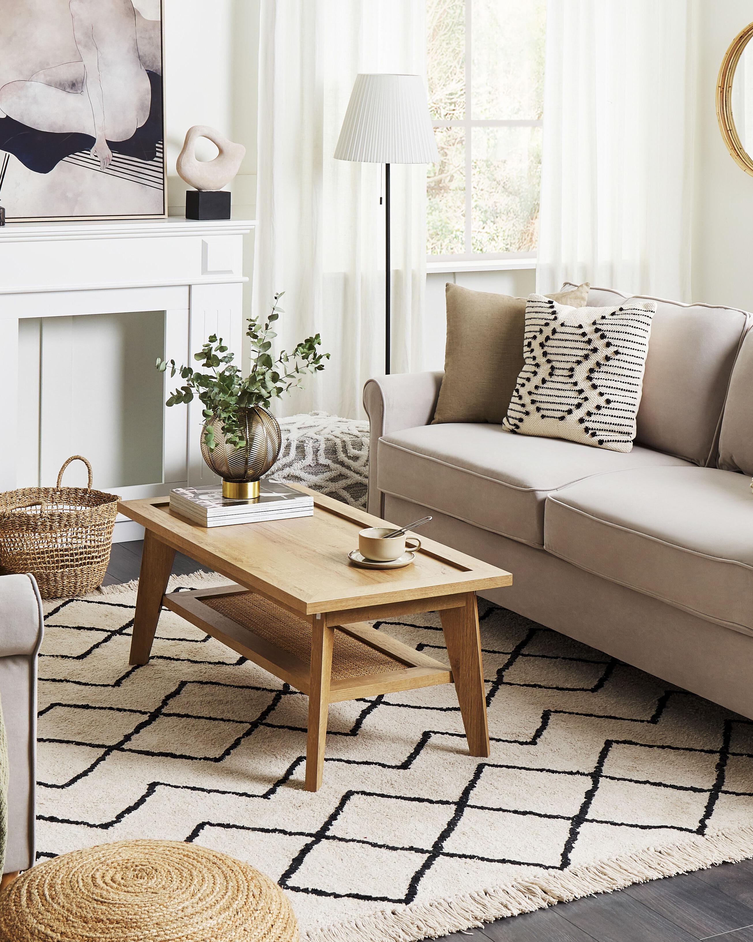 Vloerkleed ELDES Beige 160 x 230 cm Katoen
