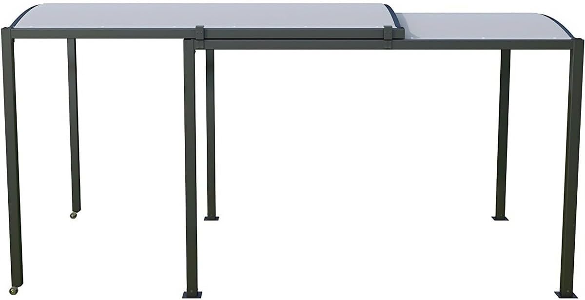 Ausziehbarer Faltbarer Carport mit Teleskopischer Verlängerung bis 550cm Länge und 295cm Breite für Flexiblen Mobilen Autoschutz auf Kleinen Stellflächen oder im Garten
