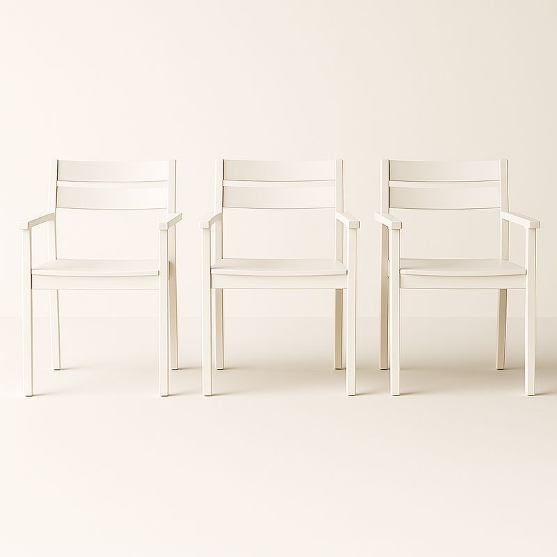 3er-Set Armlehnenstühle aus Aluminium Weiß