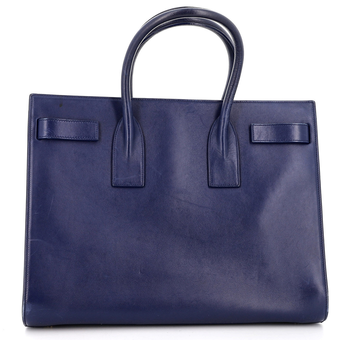 Saint Laurent Sac à main Sac de jour Large en Cuir marine Etat: Très bon état - Longueur 36 cm