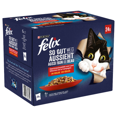 Felix So gut wie es aussieht Geschmacksvielfalt vom Land in Gelee - Huhn, Rind, Kaninchen, Lamm