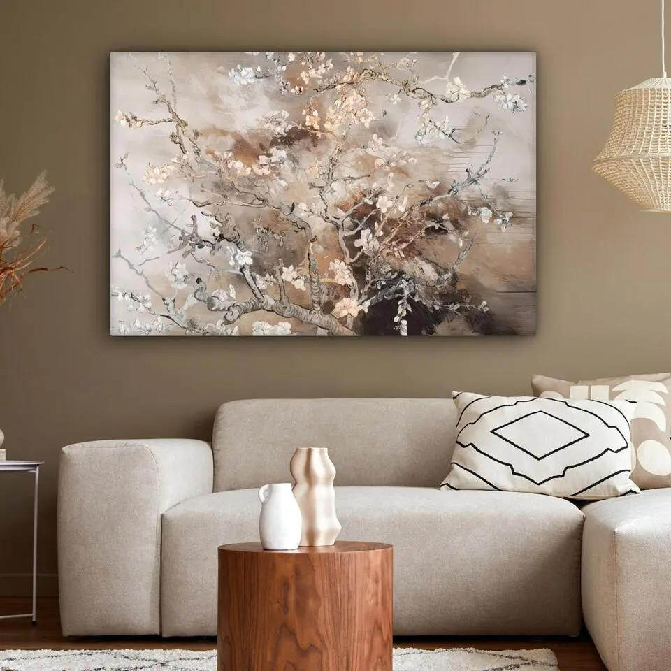 MuchoWow Canvas Schilderij 120x80cm Amandelbloesem Kunst Van