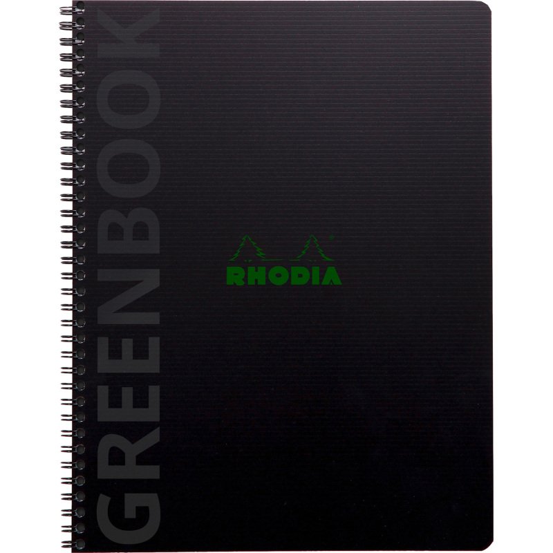 Cahier spirale Rhodia Greenbook A4+ 22,5 x 29,7 cm - ligné - perforé 4 trous - 160 pages - couverture polypropylène