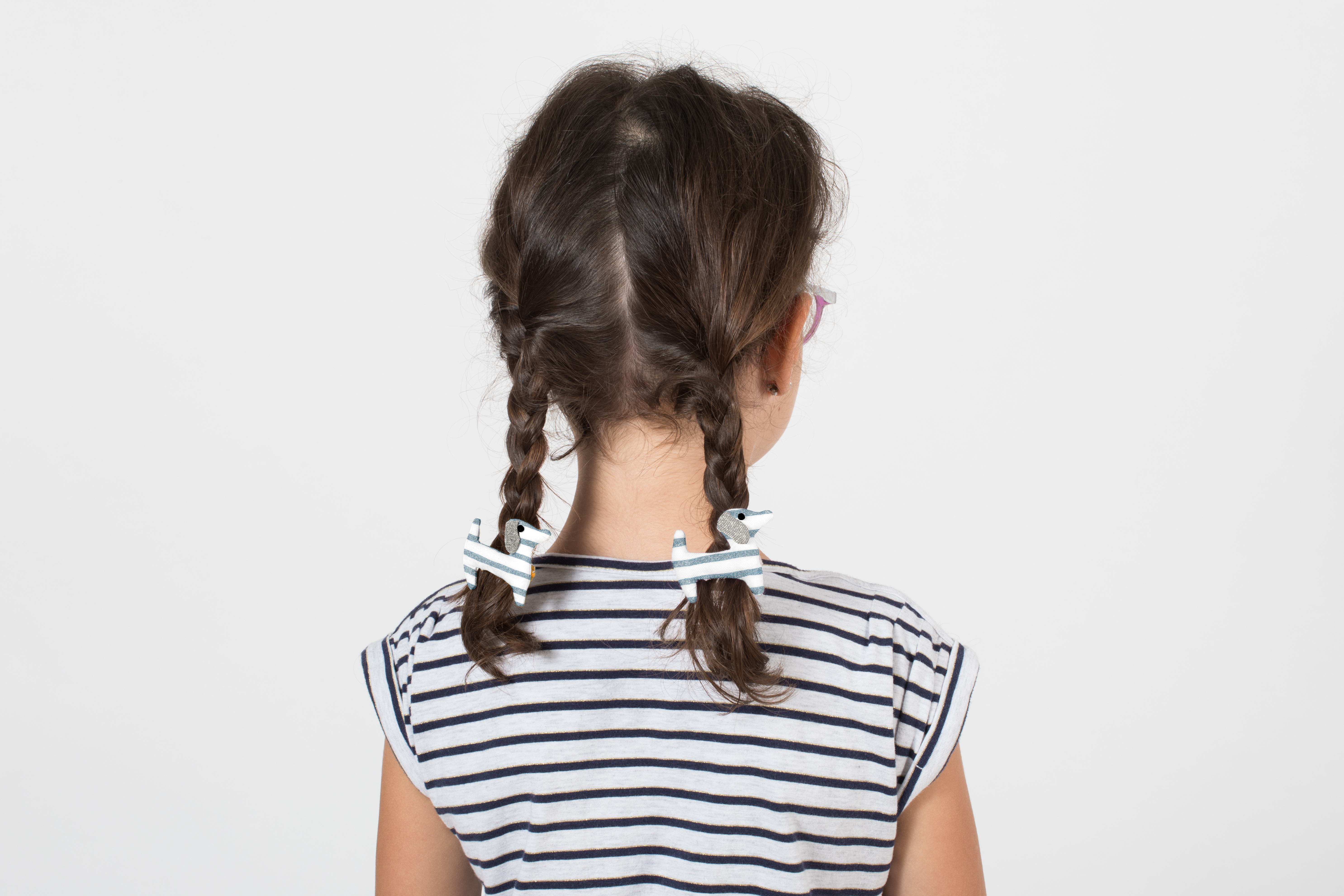 Barrette Basset Rayé Bleu Blanc