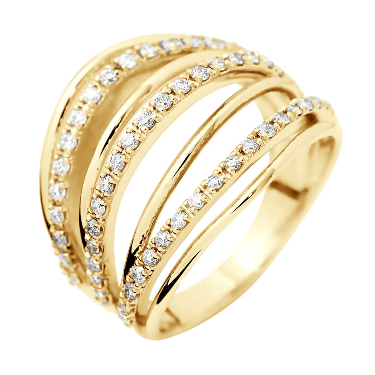 Bague Diamants 0,60 Cts Joaillerie Prestige Or Jaune