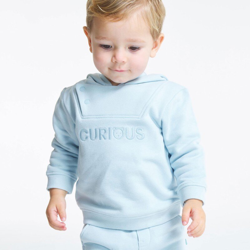 Sweat molleton à capuche bleu bébé garçon Bleu