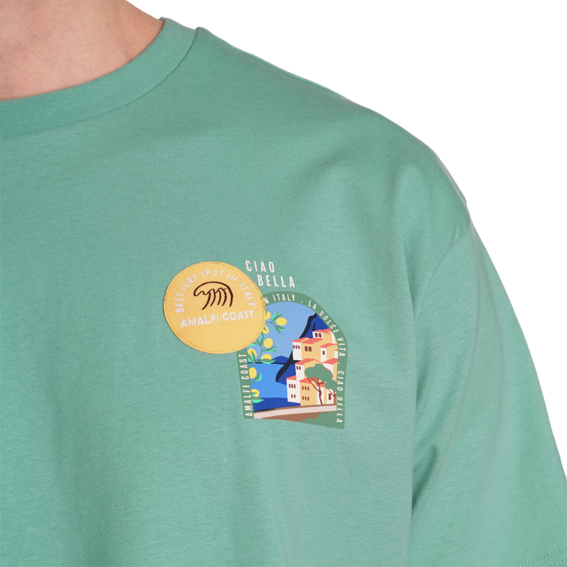 Jonas Nielsen Herren T-Shirt mit Prints und Aufnäher grün