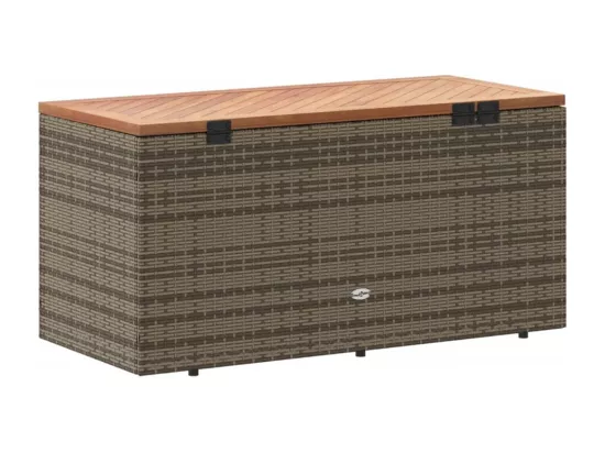 Prolenta Premium - Boîte de rangement de jardin gris résine tressée bois d'acacia